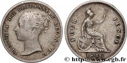 ROYAUME-UNI 4 Pence ou groat Victoria / Britannia assise 1840 Londres