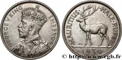 MAURITIUS 1/2 Rupee (Roupie) Georges V 1934 