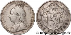 CYPRUS 9 Piastres Victoria 1901 