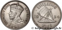 FIJI 1 Shilling Georges  V / voilier traditionnel 1934 