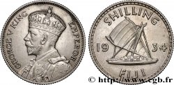 FIDJI 1 Shilling Georges  V / voilier traditionnel 1934 