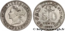 CEYLON 50 Cents Victoria 1893 