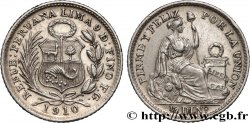 PERú 1/2 Dinero “Liberté” 1910 Lima