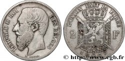 BELGIQUE 2 Francs Léopold II légende française 1867 
