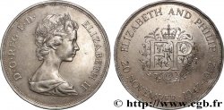 ROYAUME-UNI 25 New Pence (1 Crown) 25e anniversaire de mariage d’Elisabeth II 1972 