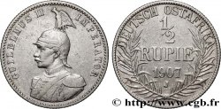 AFRIQUE ORIENTALE ALLEMANDE 1/2 Rupie (Roupie) Guillaume II 1907 Hambourg TTB 
