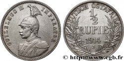 GERMAN EAST AFRICA 1/2 Rupie (Roupie) Guillaume II 1914 Hambourg