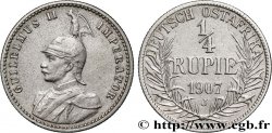 GERMAN EAST AFRICA 1/4 Rupie (Roupie) Guillaume II 1907 Hambourg