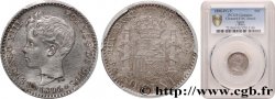 ESPAGNE 50 Centimos Alphonse XIII 3e type / emblème couronné 1896 Madrid