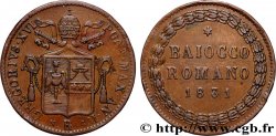 ITALIE - ÉTATS DU PAPE - GRÉGOIRE XVI (Bartolomeo Alberto Cappellari) 1 Baiocco Grégoire XVI an I 1831 Rome