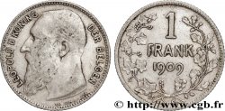 BELGIQUE 1 Frank (Franc) Léopold II légende flamande 1909 