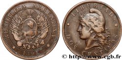ARGENTINA 2 Centavos emblème / “Liberté” 1891  MBC 