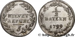 SCHWEIZ - HELVETISCHE REPUBLIK 1/2 Batzen 1799 Berne