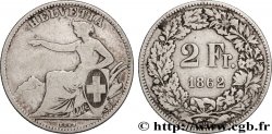 SUISSE 2 Francs Helvetia 1862 Berne