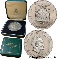 ZAMBIE 5 Shillings Président Kaunda / emblème 1965  SPL 