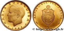 TUNISIE 5 Dinars Proof Habib Bourguiba 1967 Paris