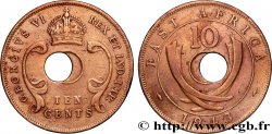 AFRIQUE DE L EST 10 Cents (Georges VI), trou décentré 1943 South Africa - SA TTB 