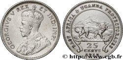 AFRIQUE DE L EST  ET OUGANDA - PROTECTORATS 25 Cents Georges V 1912 British Royal Mint TTB+ 