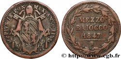 ITALIEN - KIRCHENSTAAT - PIE IX. Giovanni Maria Mastai Ferretti) 1/2 (Mezzo) Baiocco Pie IX an II 1847 Rome SS 
