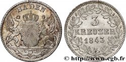 GERMANY - BADEN 3 Kreuzer Grand-Duché de Bade 1848 