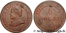 ITALIE - ÉTATS DU PAPE - PIE IX (Jean-Marie Mastai Ferretti) 4 Soldi (20 Centesimi) an XXII 1868 Rome