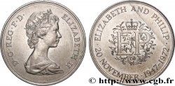ROYAUME-UNI 25 New Pence (1 Crown) 25e anniversaire de mariage d’Elisabeth II 1972 