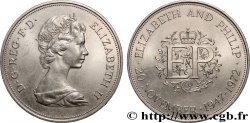ROYAUME-UNI 25 New Pence (1 Crown) 25e anniversaire de mariage d’Elisabeth II 1972 