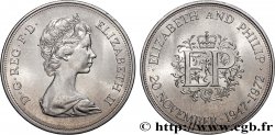 VEREINIGTEN KÖNIGREICH 25 New Pence (1 Crown) 25e anniversaire de mariage d’Elisabeth II 1972  VZ 