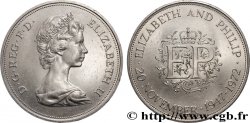 ROYAUME-UNI 25 New Pence (1 Crown) 25e anniversaire de mariage d’Elisabeth II 1972 