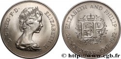 ROYAUME-UNI 25 New Pence (1 Crown) 25e anniversaire de mariage d’Elisabeth II 1972 