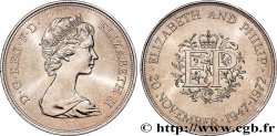ROYAUME-UNI 25 New Pence (1 Crown) 25e anniversaire de mariage d’Elisabeth II 1972 