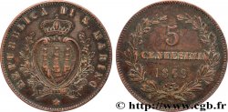 SAN MARINO 5 Centesimi écu aux trois tours 1869 Milan