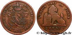 BELGIUM 2 Centimes lion monogramme de Léopold Ier 1835  VF 