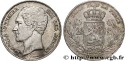 BELGIUM 2 1/2 Francs grosse tête nue Léopold Ier 1849 Bruxelles