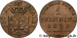 GERMANY - PRUSSIA 1 Pfenninge Royaume de Prusse écu à l’aigle 1839 Berlin