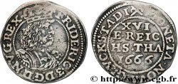 DANEMARK - ROYAUME DE DANEMARK - FRÉDÉRIC III 1/16 Thaler  1666 Copenhague