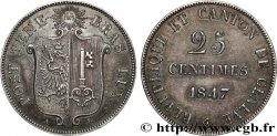 SUISSE - RÉPUBLIQUE DE GENÈVE Essai 25 Centimes en argent 1847  SUP 