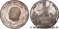 TUNISIE 1 Dinar Proof Habib Bourguiba - Neptune 1969  SPL 
