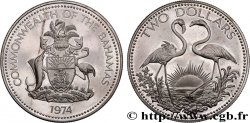 BAHAMAS 2 Dollars Proof flamands roses 1974 