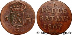 NETHERLANDS INDIES 5 1/16 Gulden (1 Duit) 1807 Enkhuizen XF 