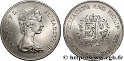 VEREINIGTEN KÖNIGREICH 25 New Pence (1 Crown) 25e anniversaire de mariage d’Elisabeth II 1972  VZ 