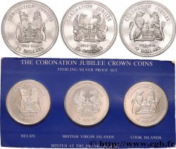 COMMONWEALTH OF NATIONS Coin set Proof 25e anniversaire du couronnement d’Elizabeth II - 3 pièces de 25 Dollars 1978 Atelier Divers