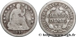 UNITED STATES OF AMERICA 1/2 Dime (5 Cents) Liberté assise variété avec draperie 1842 Nouvelle-Orléans - O