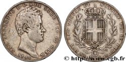 ITALIA - REINO DE CERDEÑA 5 Lire Charles Albert 1844 Gênes