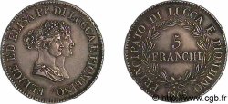 ITALIA - PRINCIPADO DE LUCCA Y PIOMBINO - FELICE BACCIOCHI Y ELISA BONAPARTE 5 franchi, bustes moyens 1805 Florence