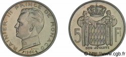 MONACO - PRINCIPALITY OF MONACO - RAINIER III Essai de 5 francs en argent 1960 Paris