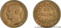 40 Francs or Napoléon tête nue, calendrier grégorien 1806 Turin F.538/4 S 