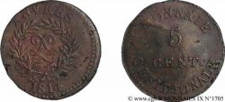 5 cent. Anvers au double L, frappe de l’arsenal de la marine 1814  Anvers F.115E/1