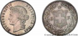 SWITZERLAND - HELVETIC CONFEDERATION 5 francs 1892 Berne