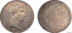 5 francs Napoléon empereur, calendrier grégorien 1806 Paris F.304/1